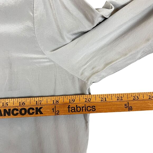 J JILL 100% Silk Tunic Top Dress Button Front Long Sleeve Pockets Round Neck, M - Picture 12 of 14